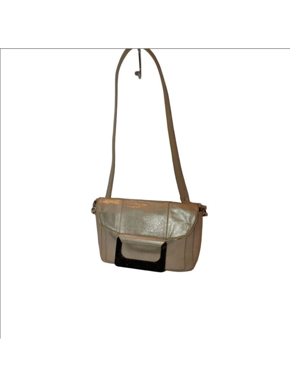 Elaine Turner Metallic Gold Bag with Tortoise Shell Handle